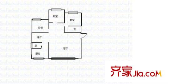 中江置業(yè)戶型圖3室2廳2衛(wèi)1廚 戶型圖 3室2廳2衛(wèi)1廚