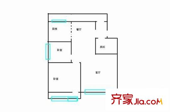 中江置業(yè)戶型圖2室2廳1衛(wèi)1廚  戶型圖 2室2廳1衛(wèi)1廚
