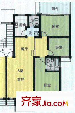 長江雅園戶型圖3室2廳1衛(wèi)1廚