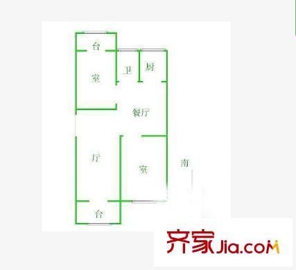 招標局宿舍戶型圖2室2廳  戶型圖 2室2廳1衛(wèi)1廚
