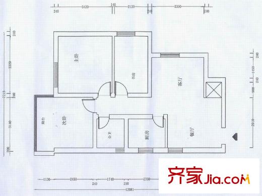 招標(biāo)局宿舍戶型圖3室2廳  戶型圖 3室2廳1衛(wèi)1廚