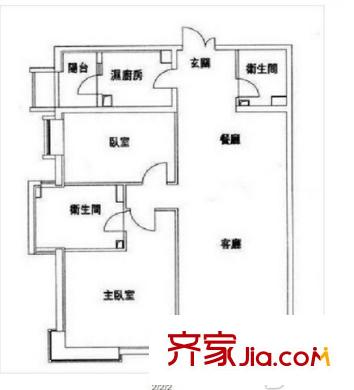 雨花亭派出所宿舍戶型圖2室2廳 戶型圖 2室2廳1衛(wèi)1廚