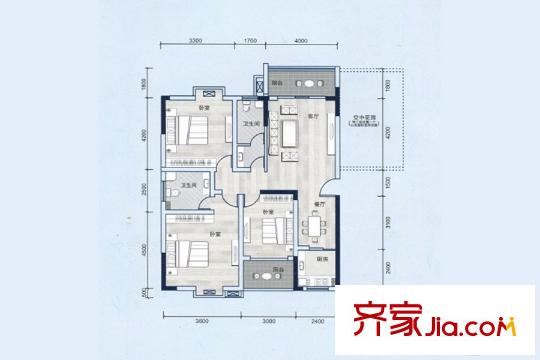 西源鑫大廈A1戶型 3室2廳1衛(wèi)1廚