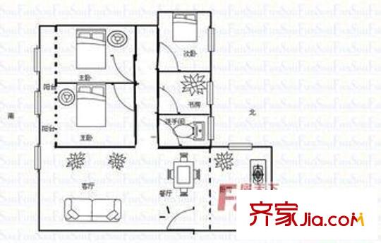 省水利廳宿舍戶型圖3室1廳 戶型圖 3室1廳1衛(wèi)1廚