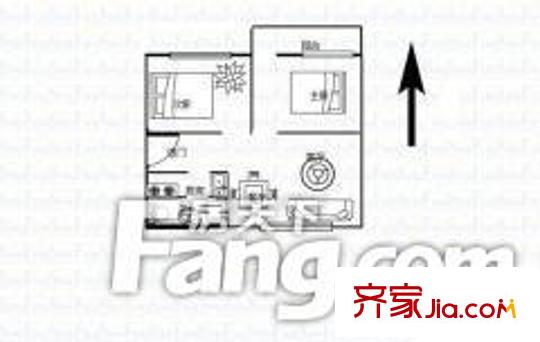茶園坡送變電建設(shè)公司宿舍戶型圖2室1廳  戶型圖 2室1廳1衛(wèi)1廚