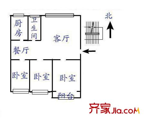茶園坡送變電建設(shè)公司宿舍戶型圖3室2廳  戶型圖 3室2廳1衛(wèi)1廚