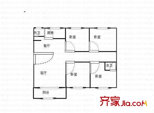 紫薇嘉園戶型圖4室2廳 戶型圖 4室2廳2衛(wèi)1廚