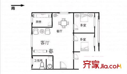 中建五局機關(guān)大院戶型圖3室2廳2衛(wèi)1廚  戶型圖 3室2廳2衛(wèi)1廚
