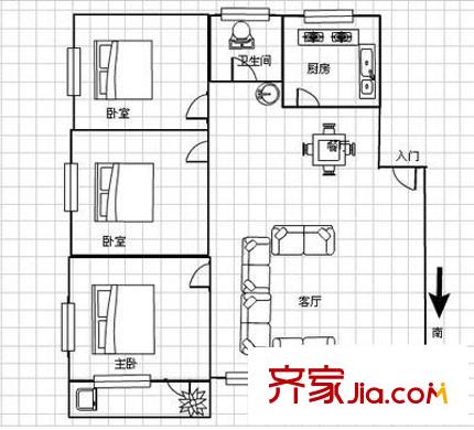 中建五局機關(guān)大院戶型圖3室2廳1衛(wèi)1廚  戶型圖 3室2廳1衛(wèi)1廚