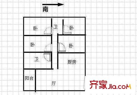 雨花區(qū)檢察院宿舍戶型圖4室1廳  戶型圖 4室1廳2衛(wèi)1廚