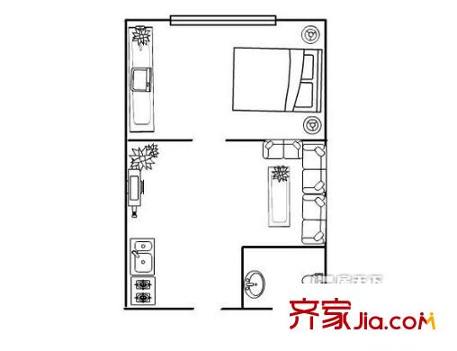 西園北里戶型圖1室1廳 戶型圖 1室1廳1衛(wèi)1廚