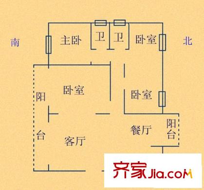 綠雅園戶型圖四室兩廳一廚兩衛(wèi) 4室2廳2衛(wèi)1廚