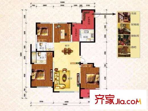 景環(huán)小區(qū) 3室 戶(hù)型圖