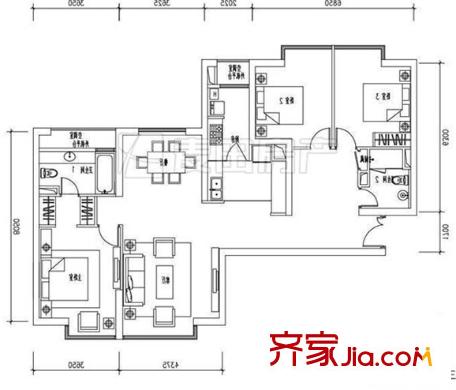 吉景小區(qū)戶型圖3室2廳 戶型圖 3室2廳2衛(wèi)1廚