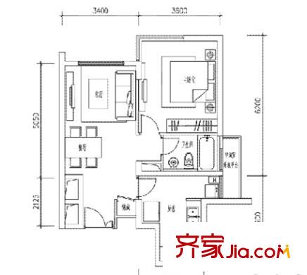 吉景小區(qū)戶型圖2室2廳 戶型圖 2室2廳1衛(wèi)1廚