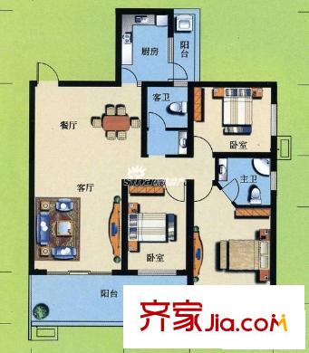 雅塘村社區(qū)戶型圖3室2廳2衛(wèi)1廚  戶型圖 3室2廳2衛(wèi)1廚