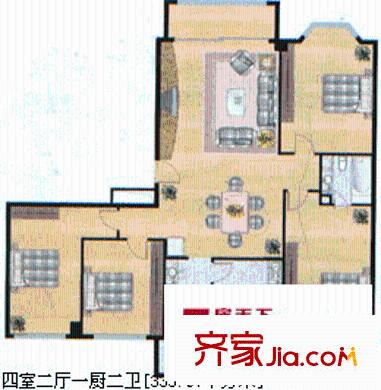 巴黎香榭戶型圖4室2廳 戶型圖 4室2廳2衛(wèi)1廚