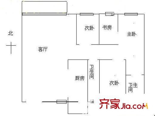 巴黎香榭戶型圖3室2廳 戶型圖 3室2廳2衛(wèi)1廚