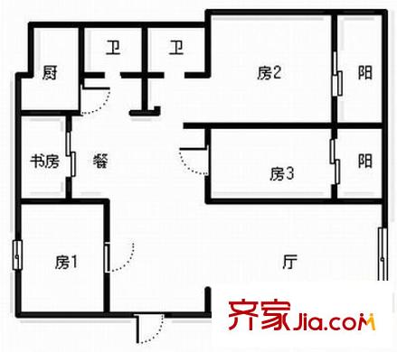 天潤(rùn)花園戶型圖3室2廳2衛(wèi)1廚  戶型圖 3室2廳2衛(wèi)1廚