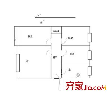 絲茅沖熱水瓶廠宿舍戶型圖2室2廳 戶型圖 2室2廳1衛(wèi)1廚