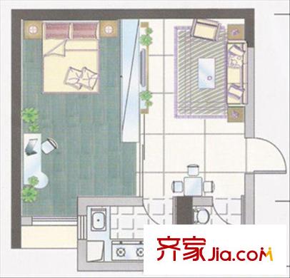 鵬程世家戶型圖一房一廳戶型圖 1室1廳1衛(wèi)1廚
