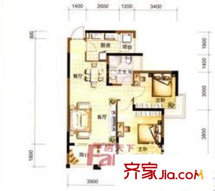 思進大廈戶型圖2室2廳  戶型圖 2室2廳1衛(wèi)1廚
