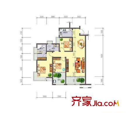 友園山莊戶型圖3室2廳 戶型圖 3室2廳2衛(wèi)1廚