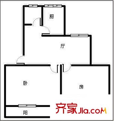 友園山莊戶型圖2室1廳 戶型圖 2室1廳1衛(wèi)1廚