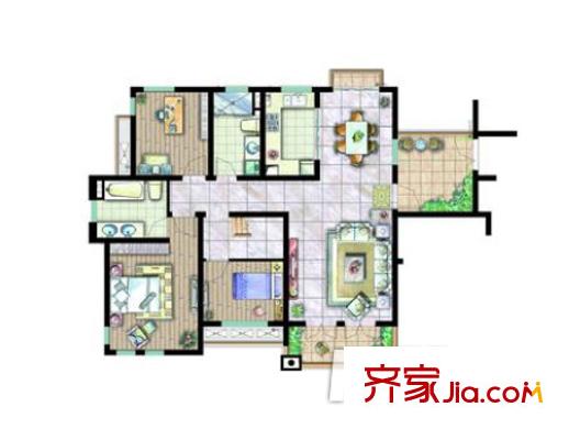 香巴圣地戶型圖3室2廳 戶型圖 3室2廳2衛(wèi)1廚