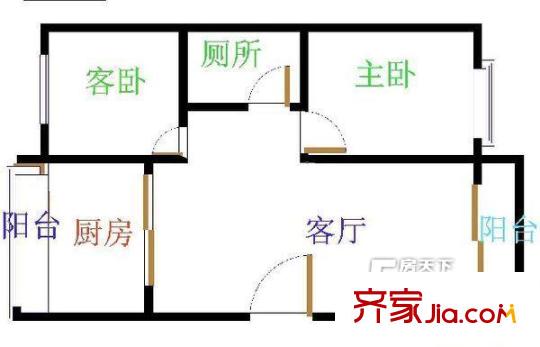 省水利廳宿舍戶型圖2室1廳 戶型圖 2室1廳1衛(wèi)1廚