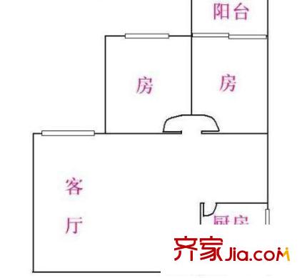 茶園坡送變電建設(shè)公司宿舍戶型圖2室1廳  戶型圖 2室1廳1衛(wèi)1廚