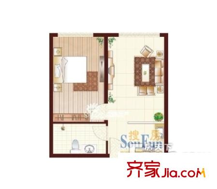 航空油料公司宿舍戶型圖 1室1廳  戶型圖 1室1廳1衛(wèi)1廚