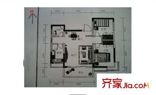 南頤園戶型圖2室2廳  戶型圖 2室2廳1衛(wèi)1廚