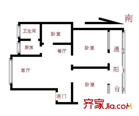 航空油料公司宿舍戶型圖3室2廳 戶型圖 3室2廳1衛(wèi)1廚