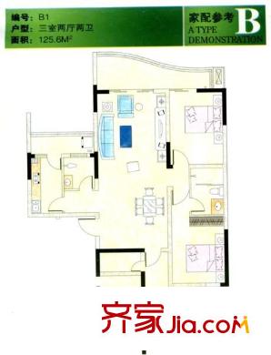 恒豐佳星園戶型圖3室2廳 戶型圖 3室2廳2衛(wèi)1廚