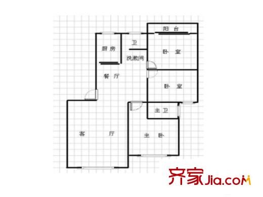 紫薇嘉園戶型圖3室2廳  戶型圖 3室2廳2衛(wèi)1廚