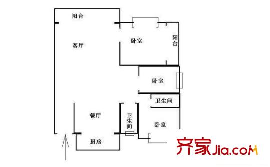 紫薇嘉園戶型圖3室2廳 戶型圖 3室2廳2衛(wèi)1廚