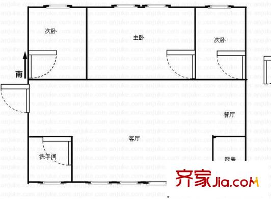 中建五局機關(guān)大院戶型圖3室2廳1衛(wèi)1廚  戶型圖 3室2廳1衛(wèi)1廚