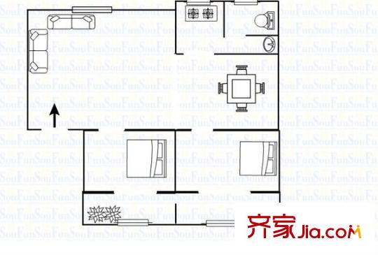 雅塘村社區(qū)戶(hù)型圖2室2廳1衛(wèi)1廚  戶(hù)型圖 2室2廳1衛(wèi)1廚