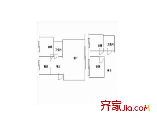 錦苑小區(qū)戶型圖3室2廳  戶型圖 3室2廳2衛(wèi)1廚