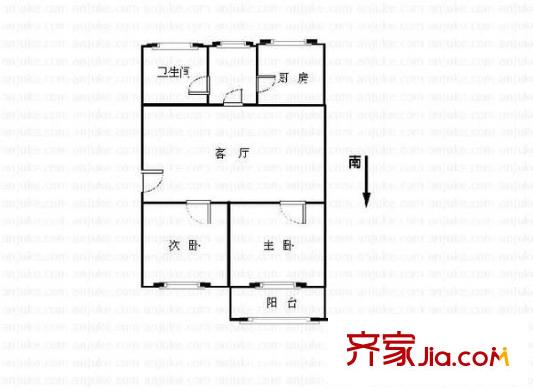 明珠苑戶型圖2室1廳 戶型圖 2室1廳1衛(wèi)1廚