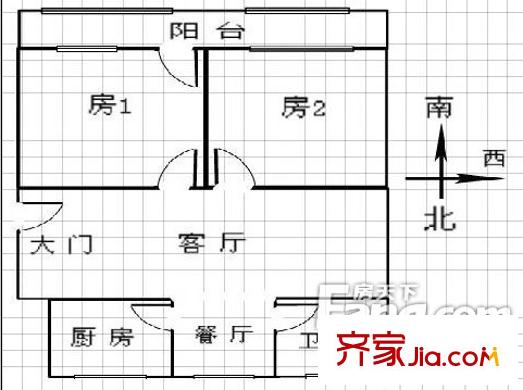 東屯渡移動(dòng)公司宿舍戶型圖2室2廳1衛(wèi)1廚 戶型圖 2室2廳1衛(wèi)1廚