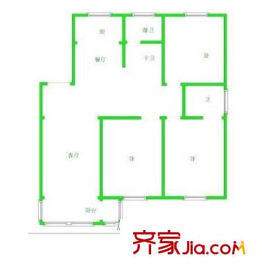 鵬程世家戶型圖3室2廳 戶型圖 3室2廳2衛(wèi)1廚