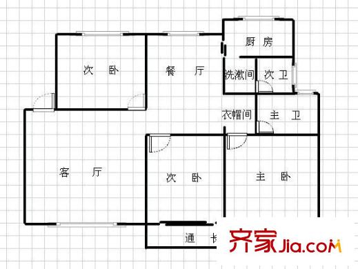 航空油料公司宿舍戶型圖3室2廳 戶型圖 3室2廳1衛(wèi)1廚