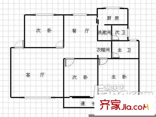 航空油料公司宿舍戶型圖3室2廳 戶型圖 3室2廳2衛(wèi)1廚