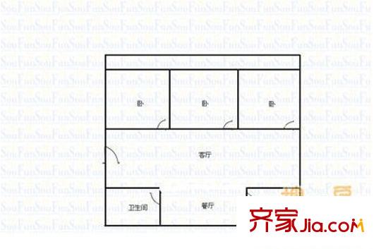 長沙標(biāo)準(zhǔn)件廠宿舍戶型圖3室2廳 戶型圖  3室2廳1衛(wèi)1廚