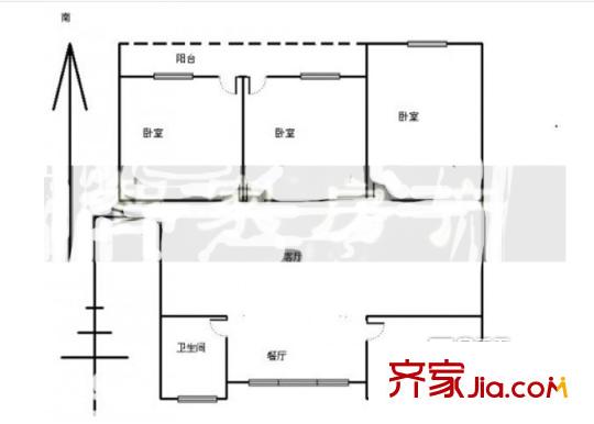 長沙標(biāo)準(zhǔn)件廠宿舍戶型圖3室2廳 戶型圖  3室2廳1衛(wèi)1廚