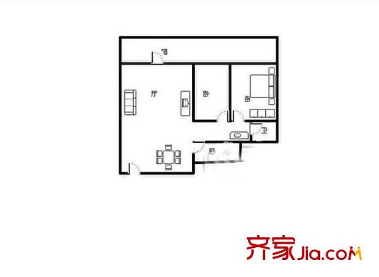 鴻運(yùn)花苑戶型圖2室2廳  戶型圖 2室2廳1衛(wèi)1廚