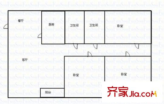 地稅五分局宿舍戶型圖3室2廳2衛(wèi)1廚  戶型圖 3室2廳2衛(wèi)1廚