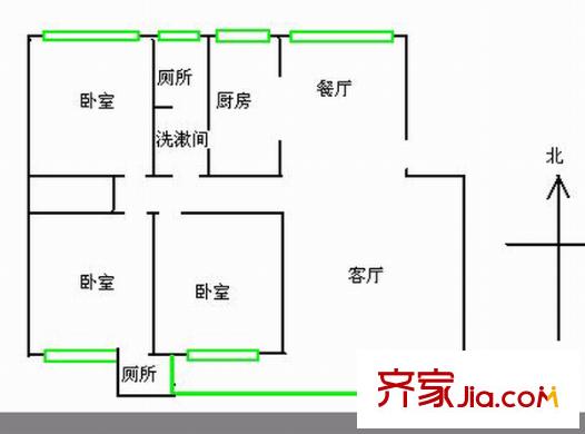 地稅五分局宿舍戶型圖3室2廳2衛(wèi)1廚  戶型圖 3室2廳2衛(wèi)1廚